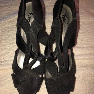Black sparkly heels